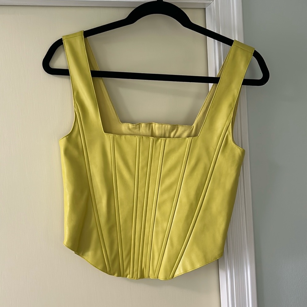 7 for all mankind green/yellow corset top BNWT sz Med